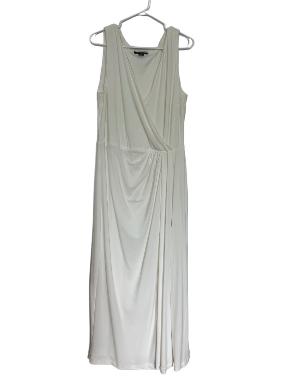 Ralph Lauren Stunning White Goddess Draped Sleeveless Maxi Dress